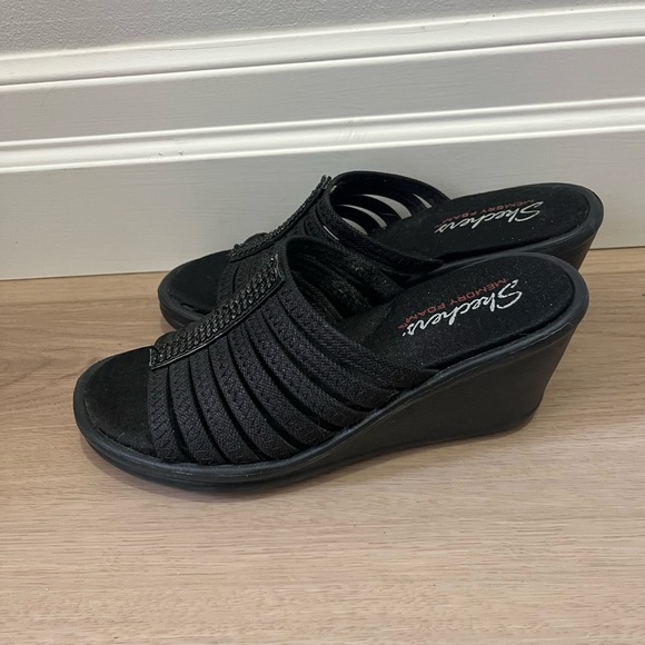 Skechers Cali Hot Shot Rumbler Rhinestone Wedge Sandals Memory Foam size 6 - Picture 5 of 5